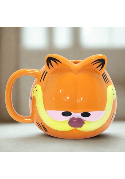 Garfield 3d Karakter Tasarımlı Porselen Kupa Bardak Dekoratif Kedi Kupa Turuncu