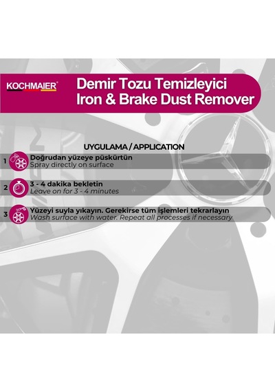 Tr Demir Tozu Temizleyici Ph Nötr Ve Asitsiz Jant Ve Kaporta Güvenli Metal Tozu Temizleme, Mor Renk Değişt
