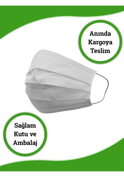 Yoko Beyaz Renkli Maske 3 Katlı 100 Adet Beyaz Maske