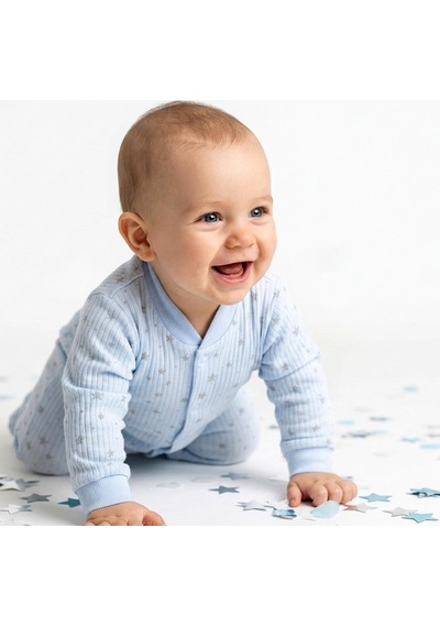 Sebi Bebe Yıldızlı Patikli Tulum 1131 Mavi