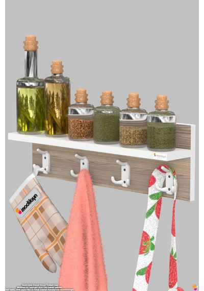 Kedi 12 Kancalı Mutfak Askısı 3'lü Set 56,4x19 Cm - Şık Tasarım, Çok Amaçlı Düzenleyici Ve Yer Tasarrufu Beyaz