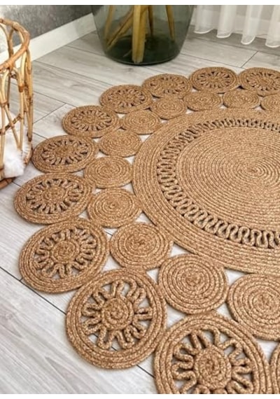 Tr Doğal Jüt Kilim Moderin Görünümlü Salon Örtüsü Paspas Halı Banyo Mutfak Halısı Yatak Odası Veranda Balko Diğer