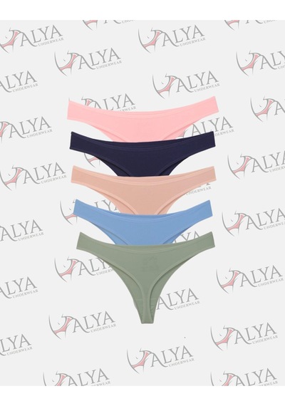 Alya Underwear Kadın Külot Pamuklu String - 5 Adet Siyah Tanga S, M, L, Xl P14