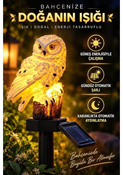 Baykuş Figürlü Güneş Enerjili Solar Bahçe Aydınlatması Ip44 S18
