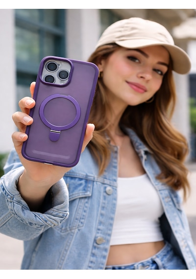 Mmc Trend Apple Uyumlu iPhone 14 Pro Max Lensli Telefon Kılıfı Lila