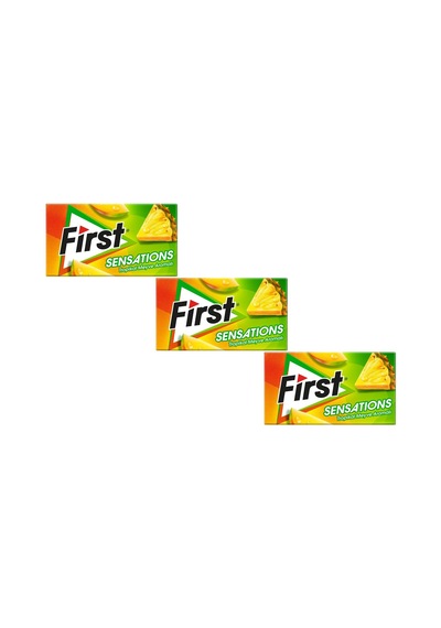 First Sensations Tropikal Meyve Aromalı Şekersiz Tatlandırıcılı Sakız 3'lü Paket