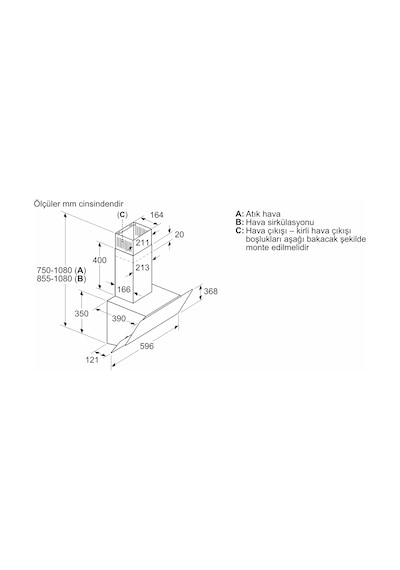 Bosch DWK65AJ80R 60 CM Duvar Tipi Davlumbaz