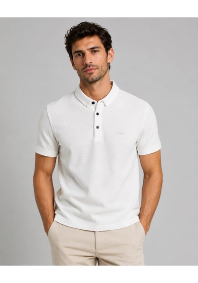 Wiox Polo Yakal Çıtlı Jakarlı Tişört Lacivert