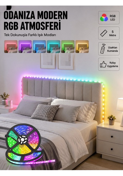 Shnstore Dekoratif Kumandalı Şerit Led 5 Metre Shntknd0720 Ev Ve Yaşam Ev Ve Yaşam Xml Led Işık Xml