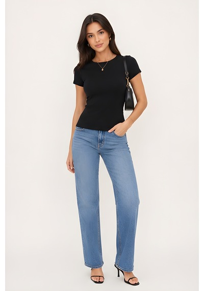 Lili Woman Kadın Premium Drapeli Crop Yarasa Kol Bluz Yumuşak Dokulu Basic Üst E.8010s SIYAH