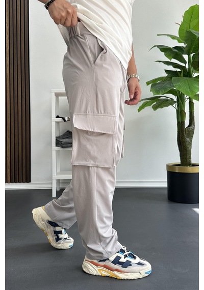 Edwoxmen Erkek İnce Baggy Kalıp Kargo Pantolon Gri Edw173-gri Gri