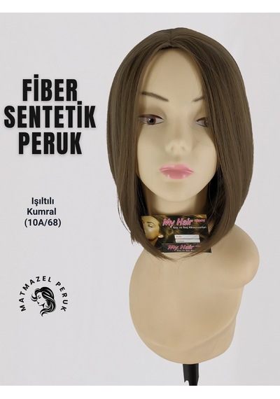 Küt Model Fiber Sentetik Peruk Işıltılı Kumral No-10A-68