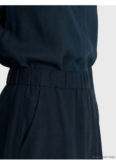 Lcw Modest Lacivert Beli Lastikli Keten Karışımlı Kloş Etek