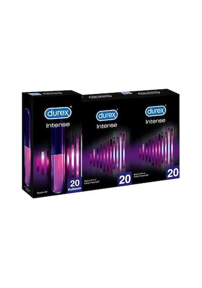 Durex Intense Uyarıcı Jelli ve Tırtıklı Prezervatif 2 x 20'li + Uyarıcı Jel 20'li