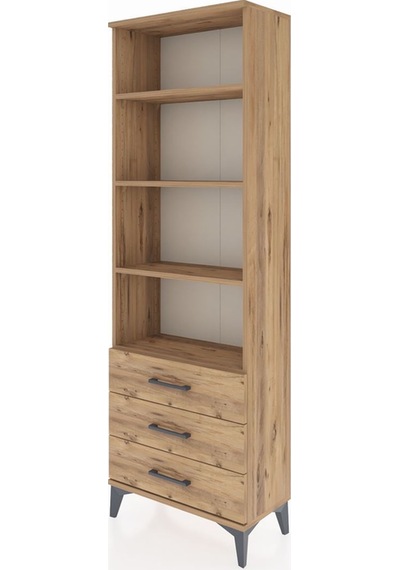 Arges Dolap 4 Raflı 3 Çekmeceli 60x30x182 Çam-çam Atlas Çam