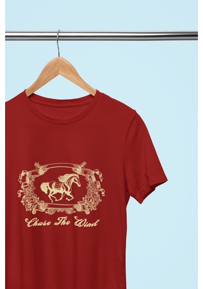 Noıssey Chase The Wind- Oversize Baskılı Pamuklu Bisiklet Yaka Kısa Kollu T-shirt Kırmızı