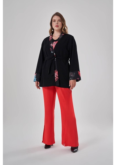 Mizalle Desen Garnili Kimono Siyah