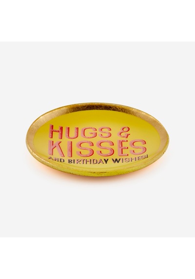 Sarı Cam Hugs&kisses Dekoratif Tabak 10x0,8x10 Cm