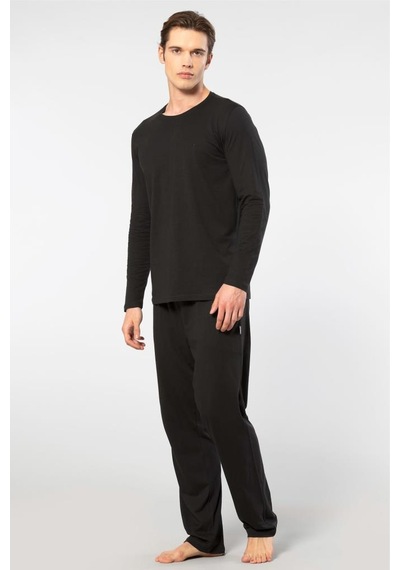 Cacharel Erkek Bisiklet Yaka Uzun Kollu Modal Pijama Takım 2244/siyah Siyah