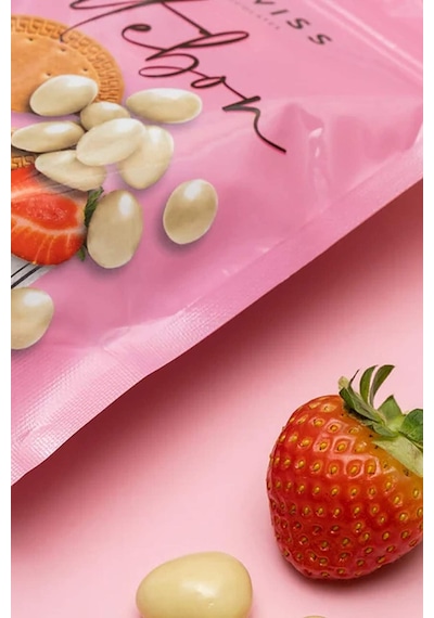 Çilek Aromalı Beyaz Çikolatalı Bisküvi Draje 120g X 6 Adet