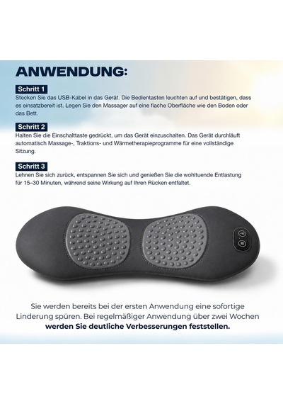 Curesleep - Üçlü Füzyon Masajı, Curesleep Masajı, Titreşim, Isıtma, Şişirme Ve Söndürme, Ergonomik Tasarım, Hafızalı Köpük Gri