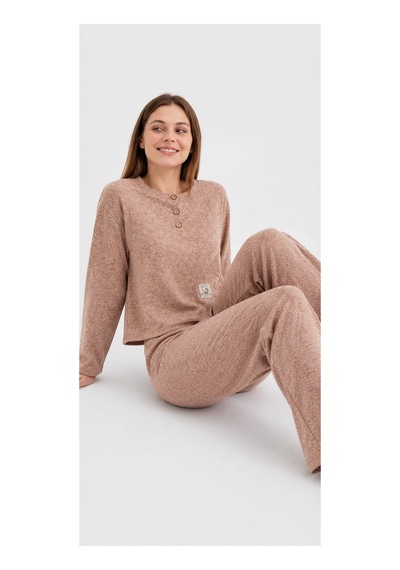 Pemilo Kadın 1160-3 Selanik Pijama Takımı Kahverengi