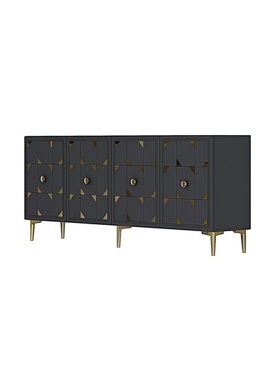 Ka1523ag Moka Konsol Ve Tv Sehpası Antrasit-gold 150cm