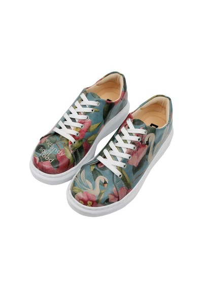 Kadın Vegan Deri Turkuaz Sneakers - Eye Candy & Soul Food Tasarım Çok Renkli