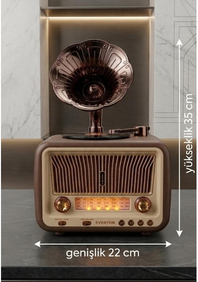 Nostaljik Gramofon Tasarımlı Bluetooth Hoparlör-fm/am/sw 3 Band Radyo-usb/tf Kart