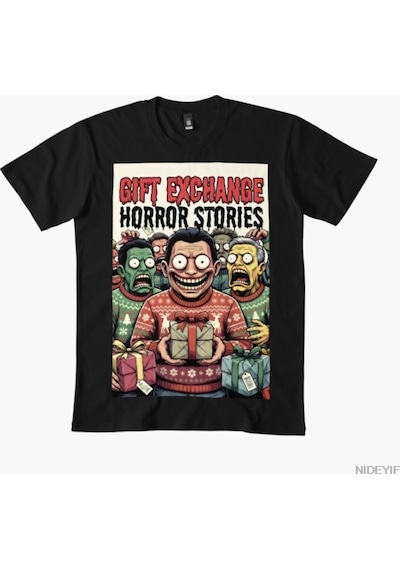 Flood Of Style Hediye Değişim Korku Hikayeleri Erkekler Kadınlar Için T-shirt % 100% Pamuk T Shirt Kısa Koll Siyah