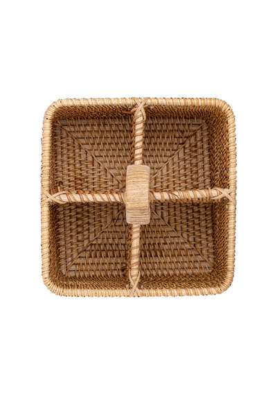 Koza Home Meander El Yapımı Kare Rattan Kaşıklık 8954 18x18x26 Cm Naturel
