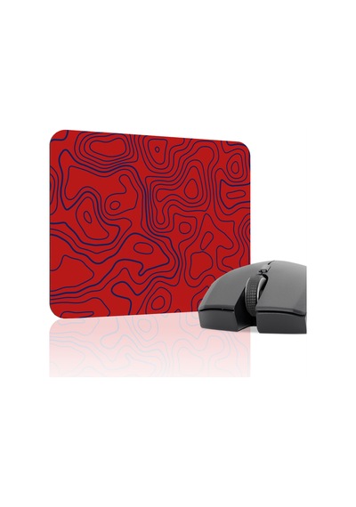 Kırmızı Lacivert 22x18 Taraftar Gaming Oyuncu Mouse Pad Kaymaz Taban Küçük Fare Altlığı Topography