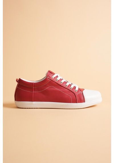 Analin Shoes Kadın Hakiki Deri Casual Spor Ayakkabı Kırmızı