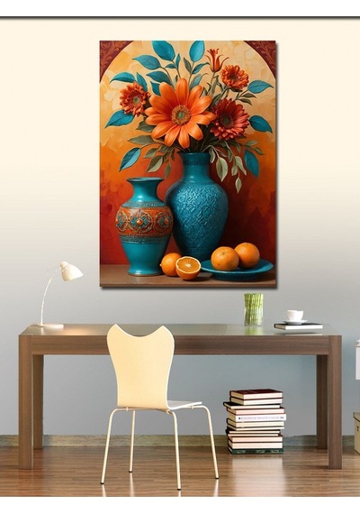 Kanvas Tablo Vazo Ve Çiçek Stili 50cmx70cm