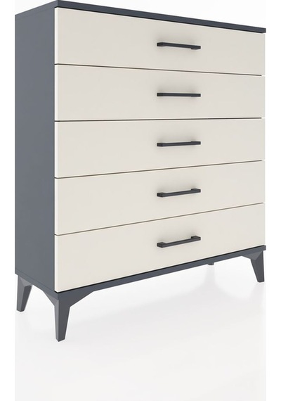 Arges Şifonyer 5 Çekmeceli 88x30x96 Antrasit-aytaşı Antrasit