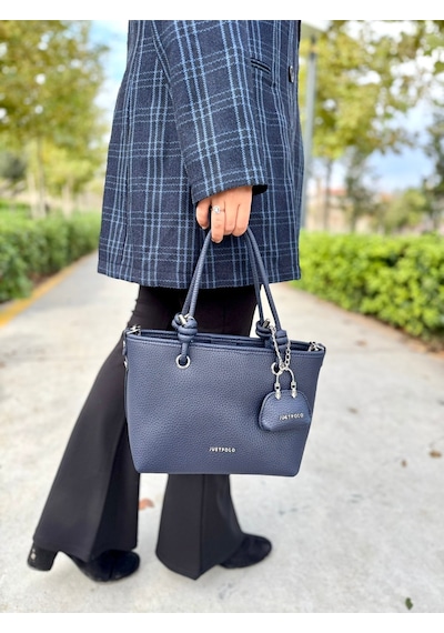 Just Polo Kadın Orijinal Just Polo Yumuşak Deri 4 Bölmeli Günlük Lüks El Ve Omuz Çantası Shoulder Bag Lacivert
