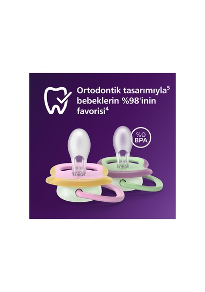 Ultra Air Gece Emziği, Ortadontik, Karanlıkta Parlayan, 6-18 Ay, Kız, Scf376/29 Kelebek