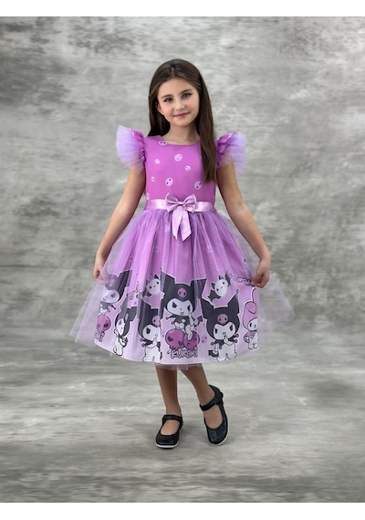 Sy Store Kuromi Desenli Pembe Tüllü Elbise Pempe