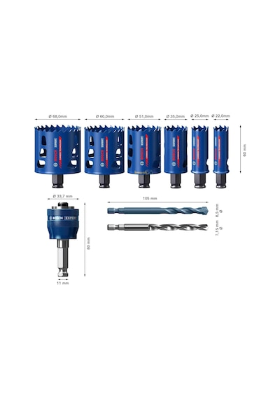 Bosch Expert 9 Prç 22-68 Mm Farklı Malzemeler İçin Karbür Panç Seti 2608901906