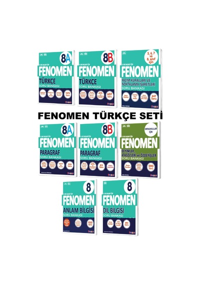 8.sınıf Fenomen Türkçe Soru Bankaları Full Set Türkçe+paragraf+yazım+atasözleri+anlam+dilbilgisi