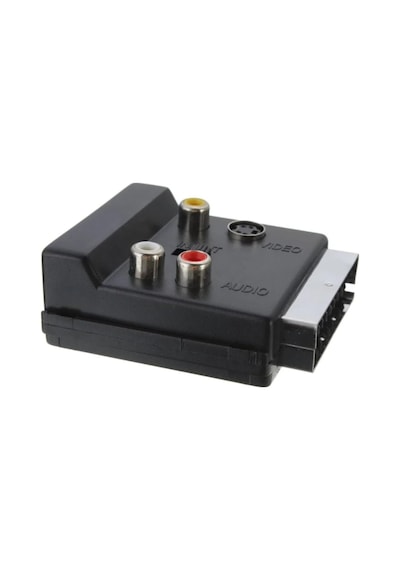 Ayarlanabilir Av Adaptörü Scart, 3 X Cinch Soketi, S-video Soketi Siyah Renk, Scart To Rca Tos Av Skart Çevirici Dönüştürücü S-video Adaptör