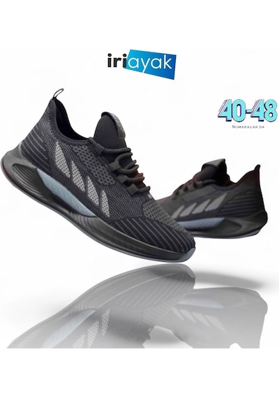 İriayak Büyük Numara 46-48 / Erkek Rahat Kalıp / Erkek Spor Günlük Kullanıma Uygun Siyah