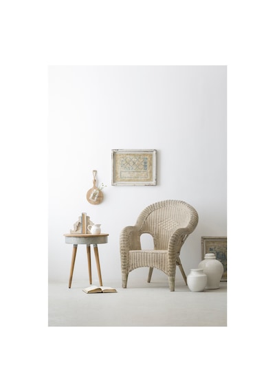 Dekoratif Terra Cotta Vazo Beyaz Toprak Dokulu Modern Salon Konsol Üstü Büyük Boy Vazo 24 Cm Altın - Beyaz