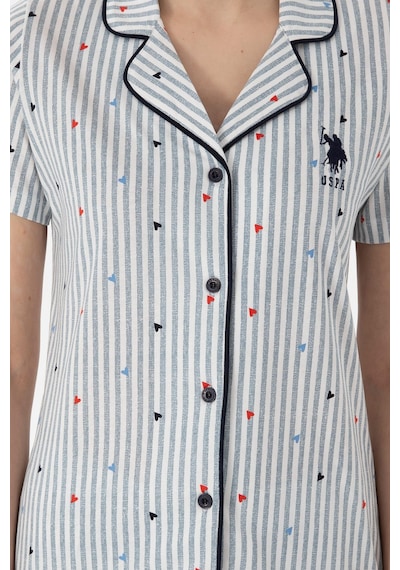 U.s. Polo Assn. Kadın Önden Düğmeli Boydan Patlı Kısa Kol Pijama Takım lacivert