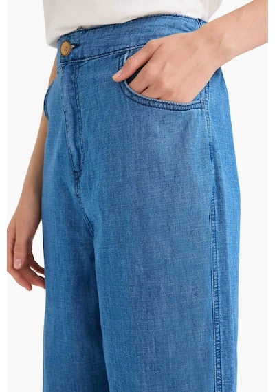 DeFacto Culotte Beli Lastikli Kısa Paça Bilek Boy Jean Pantolon E3041AX25SMNM34