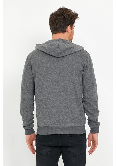 Polostate Erkek İskelet Nakış Fermuarlı 3 İplik Sweatshirt Antrasit