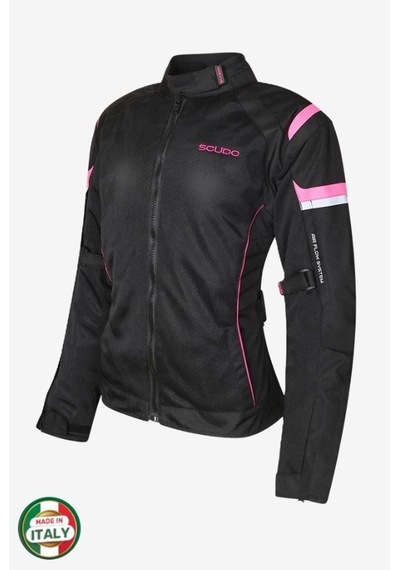 Scudo Lısbon Pembe Kadın Motosıklet Ceketı Pembe - Siyah