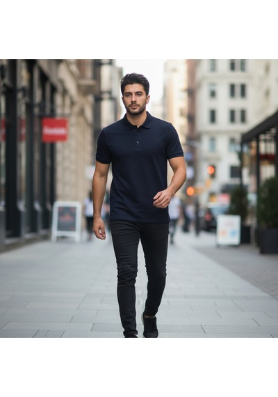Bite Nose Renk Seçenekli Erkek Polo Yaka Tişört Günlük & Şık Pamuklu Slim Fit Lacivert