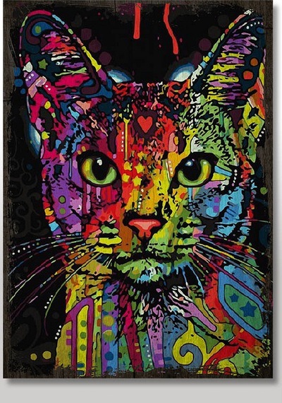 Bedeko Ahşap Tablo Eski Sayılarla Boyama Kedi Görseli Baskılı 50 Cm X 70 Cm