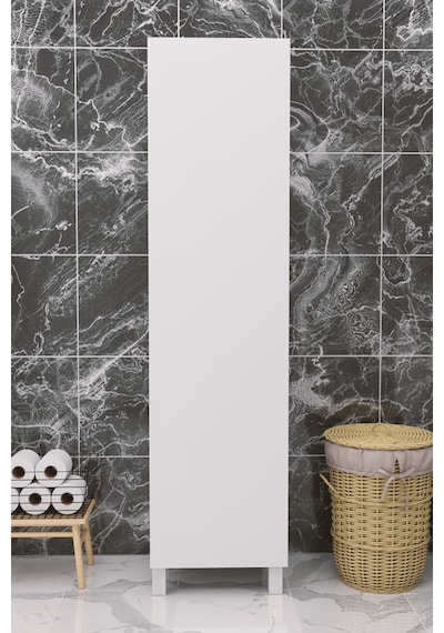 Çok Amaçlı Kapaklı Banyo Dolabı - Yüksek Raflı, Dar Alanlara Uyumlu Depolama Dolabı - Beyaz - 45cm Çok Amaçlı Kapaklı Banyo Dolabı - Yüksek Raflı, Dar Alanlara Uyumlu Depolama Dolabı - Beyaz - 45cm